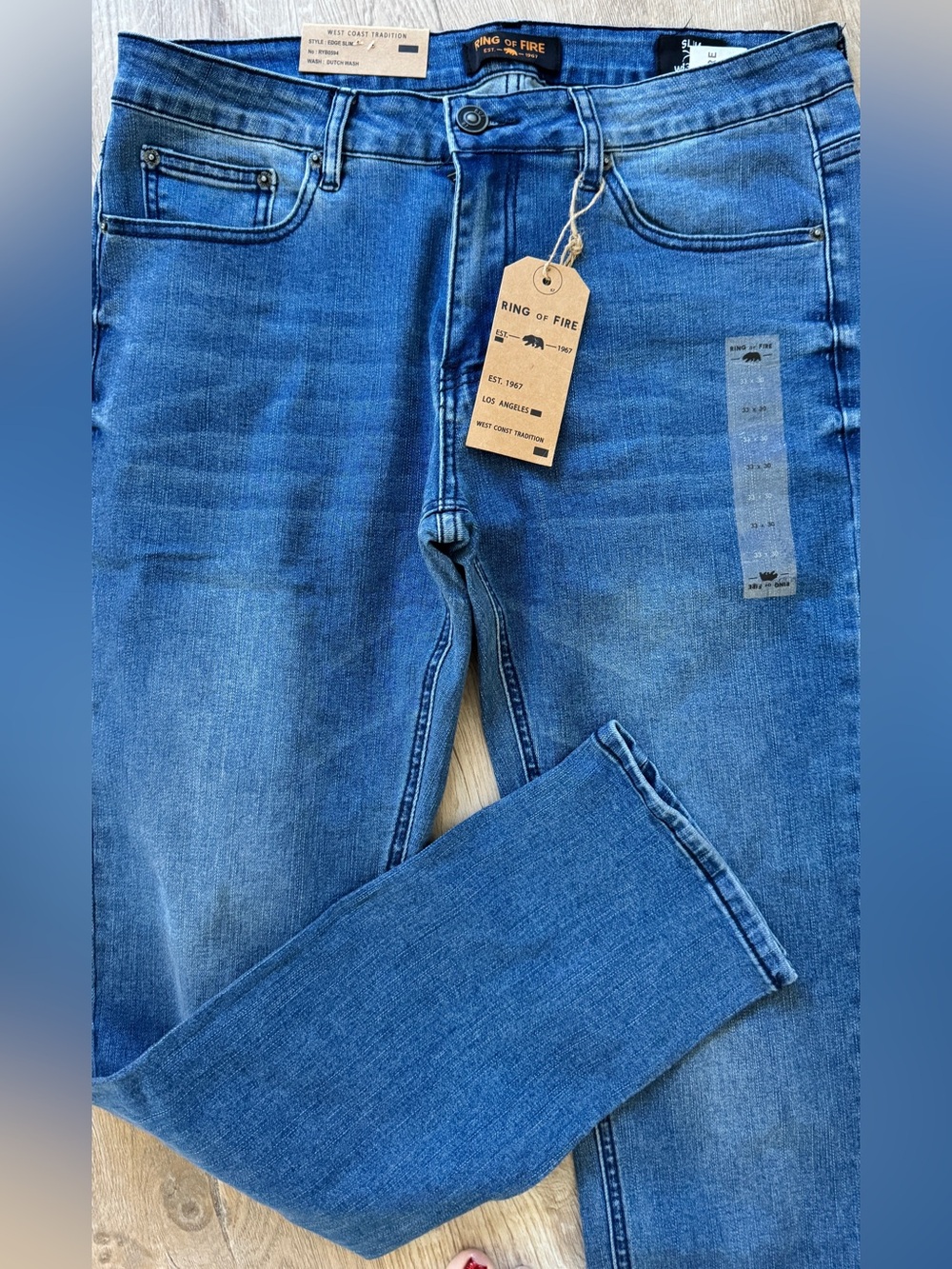 Ring of Fire Men's Blue Slim Straight Jeans